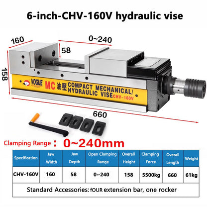 6 inch built-in hydraulic vise CNC flat vise bench vise milling machine strong hydraulic clamp precision double force