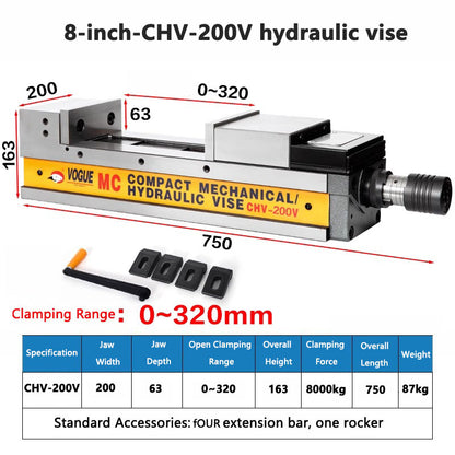 6 inch built-in hydraulic vise CNC flat vise bench vise milling machine strong hydraulic clamp precision double force