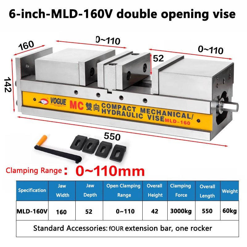 6 inch built-in hydraulic vise CNC flat vise bench vise milling machine strong hydraulic clamp precision double force