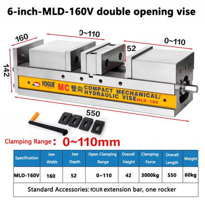 6 inch built-in hydraulic vise CNC flat vise bench vise milling machine strong hydraulic clamp precision double force