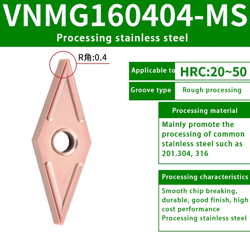 124-VNMG turning inserts, external stainless steel processing, slotting diamond turning tools