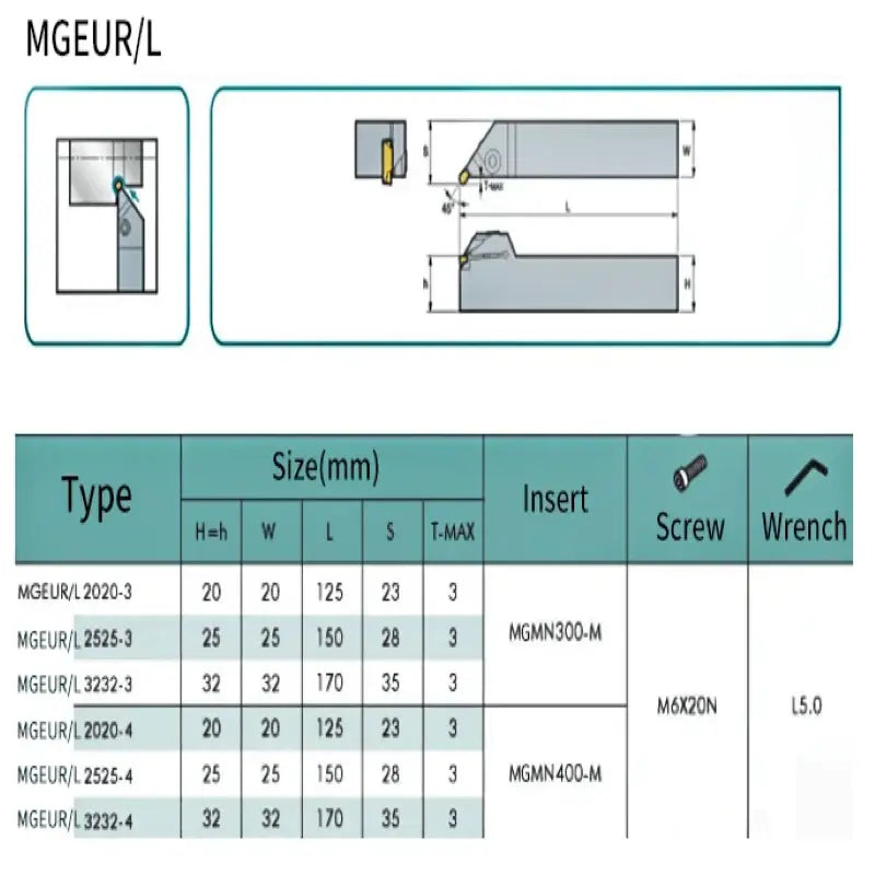 CNC tool holder 45 degree cylindrical grooving tool holder MGEUR2020-3 2525-4 Shandong Denso Pricision Tools Co.,Ltd.