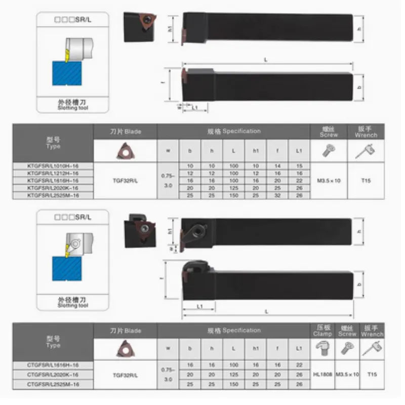 CTGFSR2020 CNC transverse outer shallow groove cutter rod KTGFSL1616H16 row knife type grooving cutter rod Shandong Denso Pricision Tools Co.,Ltd.