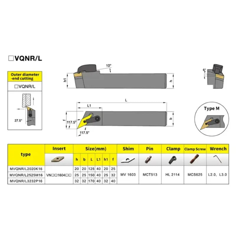 MVQNR/L External Turning Tool Holder Lather CNC Machine Bar (for CNMG carbide insert) Shandong Denso Pricision Tools Co.,Ltd.