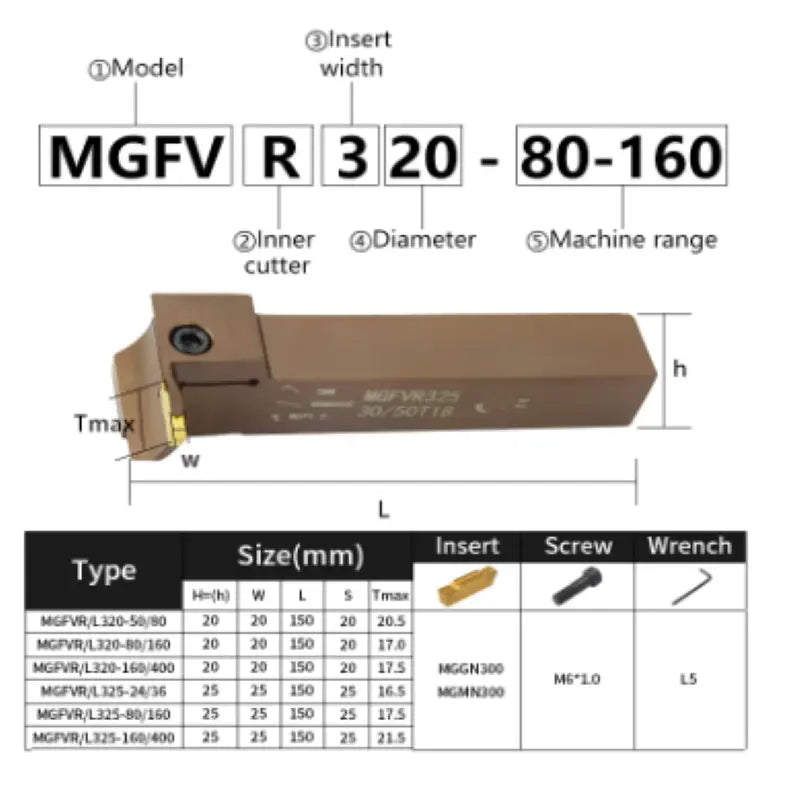 CNC face grooving tool holder MGFVR320/425-30/50/80/160/400 spring steel lathe tool Shandong Denso Pricision Tools Co.,Ltd.