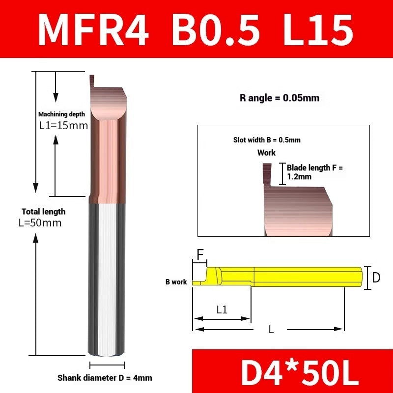 1137-Tungsten steel monobloc alloy MFR4B0.5 face groove cutter 1 small hole boring cutter 1.5 coated 2 bore micro 6B2.5 Shandong Denso Pricision Tools Co.,Ltd.