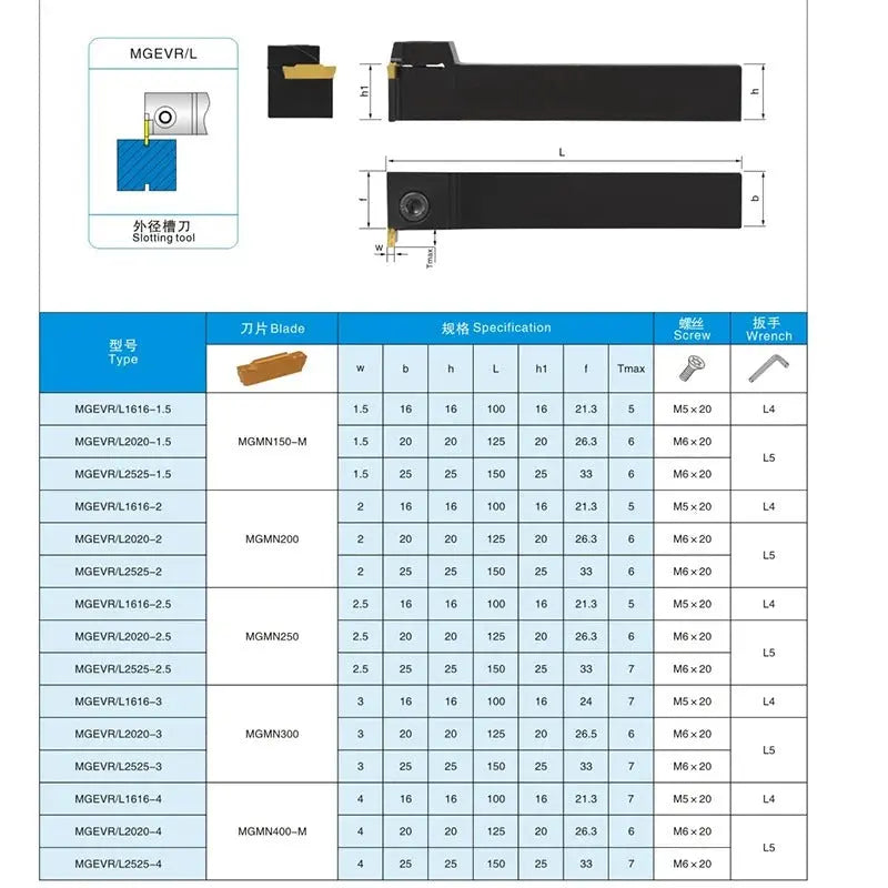 MGEVR/L Grooving Tool Holder External Turning Tool Lathe Bar (for MGMN Carbide Insert) Shandong Denso Pricision Tools Co.,Ltd.