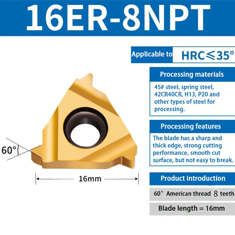 89-External thread steel blade 60 degree 55 degree T-type external thread blade 16ER Shandong Denso Pricision Tools Co.,Ltd.