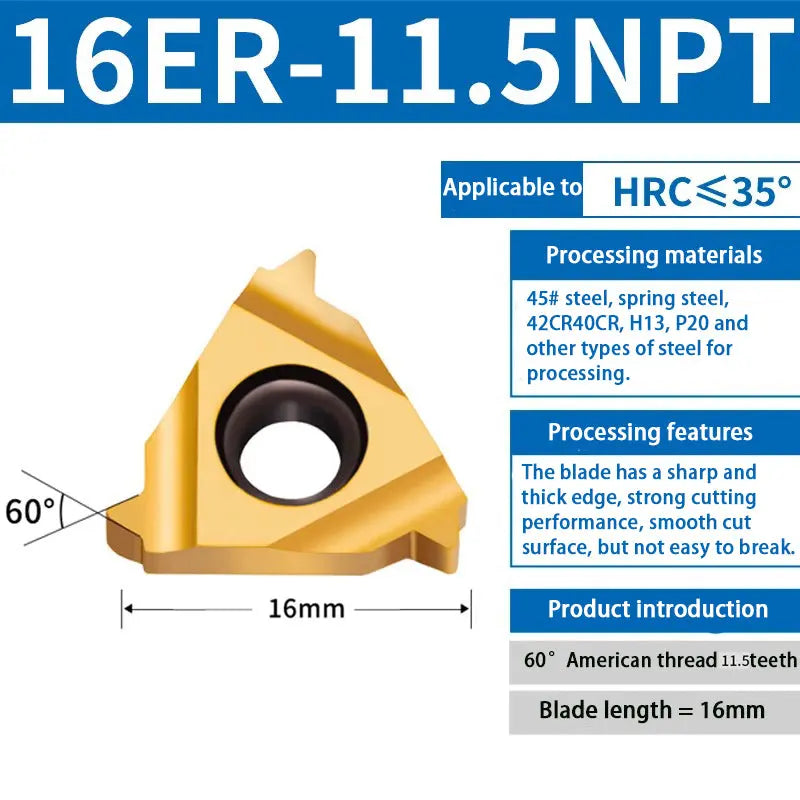 89-External thread steel blade 60 degree 55 degree T-type external thread blade 16ER Shandong Denso Pricision Tools Co.,Ltd.