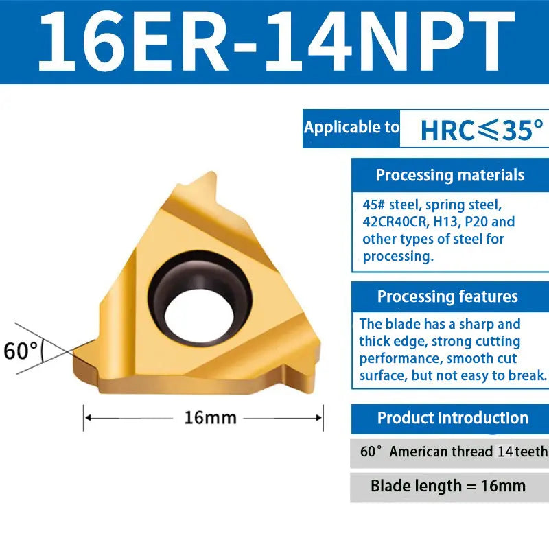 89-External thread steel blade 60 degree 55 degree T-type external thread blade 16ER Shandong Denso Pricision Tools Co.,Ltd.