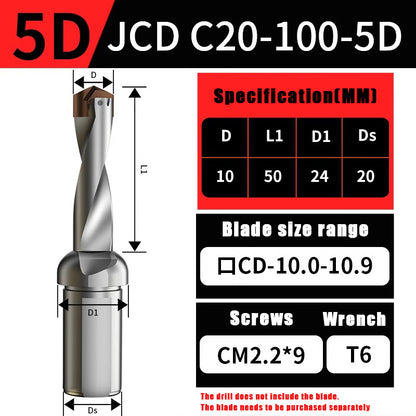 3015-Crown drill bit arbor blade U drill violent drill small diameter shovel drill CNC high speed extended internal cooling deep hole drill