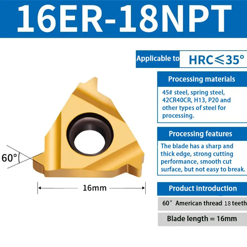 89-External thread steel blade 60 degree 55 degree T-type external thread blade 16ER Shandong Denso Pricision Tools Co.,Ltd.