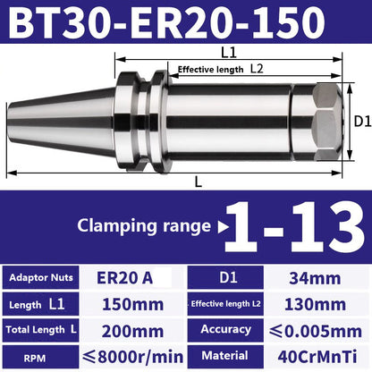 4001 BT30-ER11/16/20/25/32/40 Milling Tool Holder CNC Machining Center Spindle Tool Holder Shandong Denso Pricision Tools Co.,Ltd.