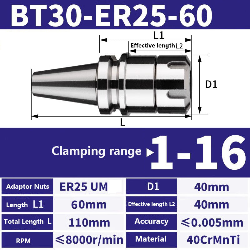 4001 BT30-ER11/16/20/25/32/40 Milling Tool Holder CNC Machining Center Spindle Tool Holder Shandong Denso Pricision Tools Co.,Ltd.