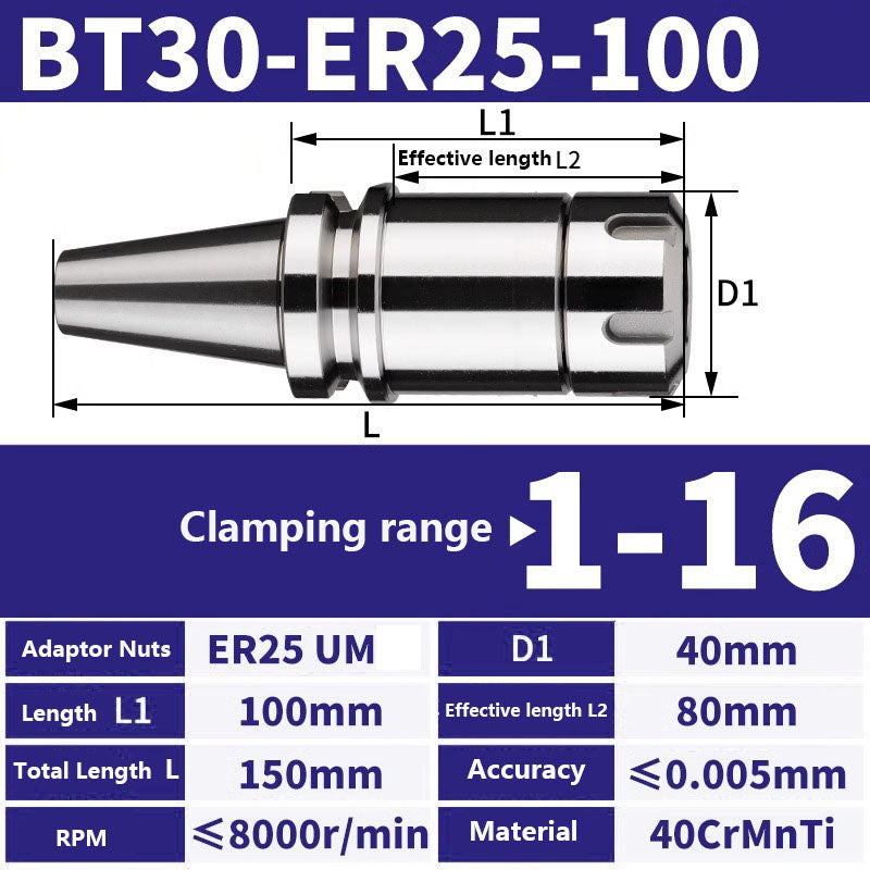 4001 BT30-ER11/16/20/25/32/40 Milling Tool Holder CNC Machining Center Spindle Tool Holder Shandong Denso Pricision Tools Co.,Ltd.