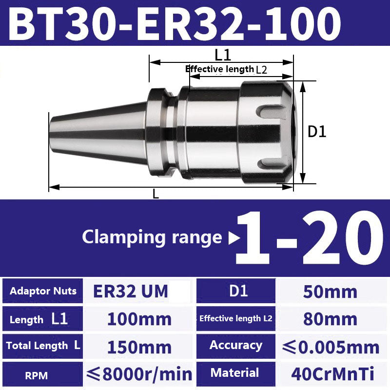 4001 BT30-ER11/16/20/25/32/40 Milling Tool Holder CNC Machining Center Spindle Tool Holder Shandong Denso Pricision Tools Co.,Ltd.