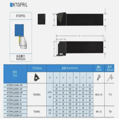 CNC shallow groove tool holder KTGFR/L2020K16  adapted to circlip groove blade TGF32 Shandong Denso Pricision Tools Co.,Ltd.