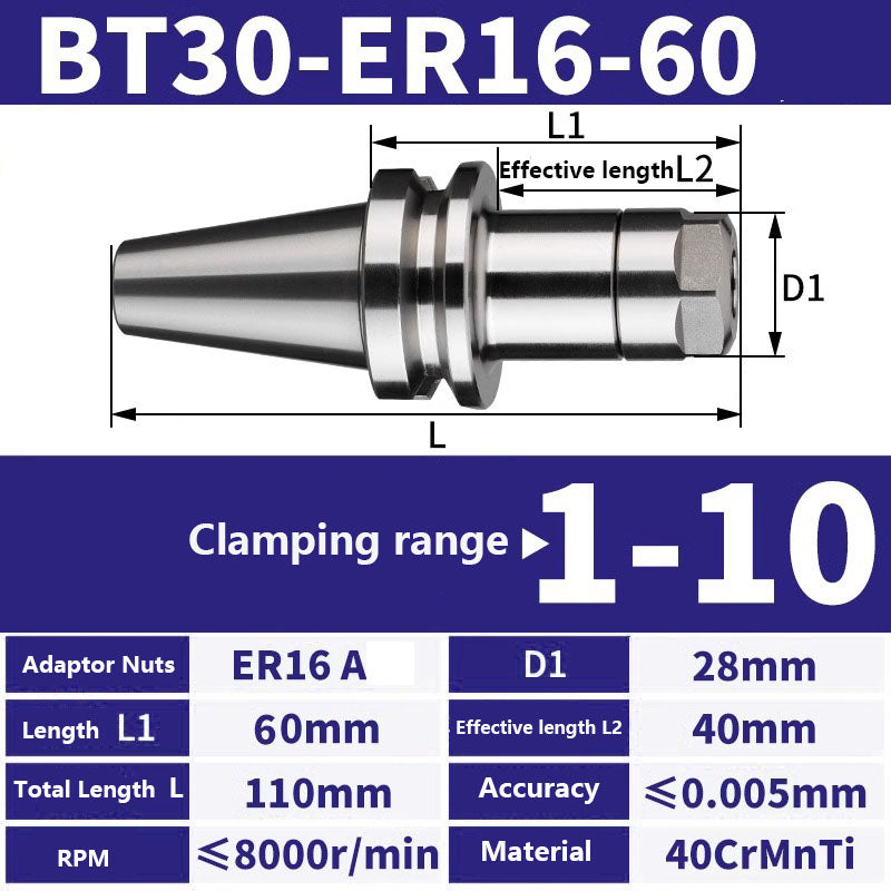 4001 BT30-ER11/16/20/25/32/40 Milling Tool Holder CNC Machining Center Spindle Tool Holder Shandong Denso Pricision Tools Co.,Ltd.