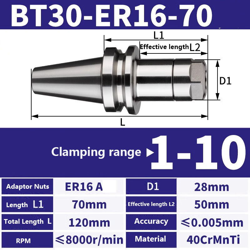 4001 BT30-ER11/16/20/25/32/40 Milling Tool Holder CNC Machining Center Spindle Tool Holder Shandong Denso Pricision Tools Co.,Ltd.