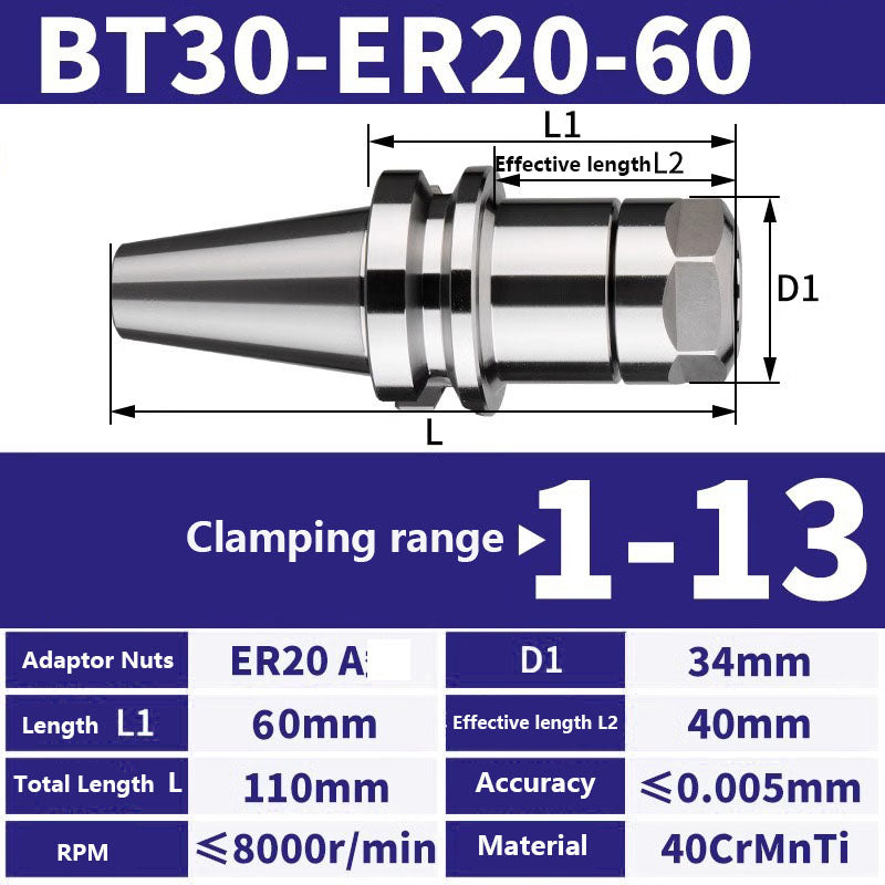 4001 BT30-ER11/16/20/25/32/40 Milling Tool Holder CNC Machining Center Spindle Tool Holder Shandong Denso Pricision Tools Co.,Ltd.