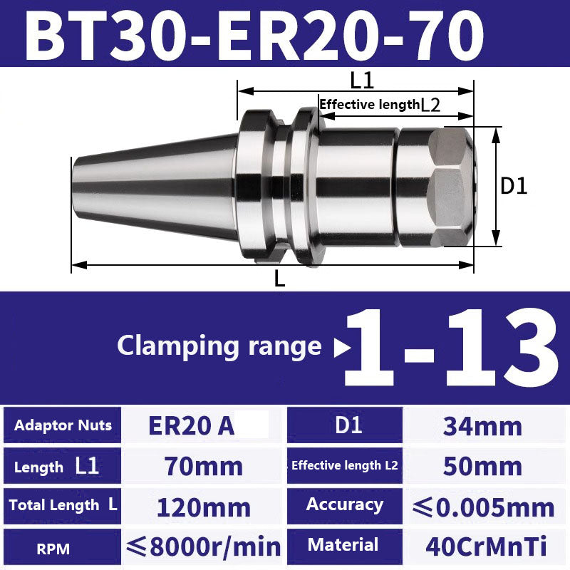 4001 BT30-ER11/16/20/25/32/40 Milling Tool Holder CNC Machining Center Spindle Tool Holder Shandong Denso Pricision Tools Co.,Ltd.