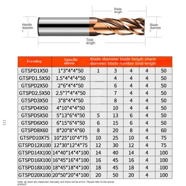 HRC55 tungsten steel hard alloy extended milling cutter, 4 Flute alloy coated flat bottom end milling cutter, CNC mechanical tool Shandong Denso Pricision Tools Co.,Ltd.