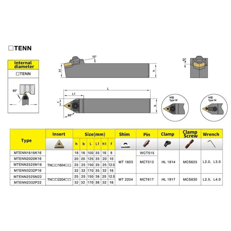 MTENN External Turning Tool Holder Lathe Cutting Machine Tools (for TNMG16 carbide insert) Shandong Denso Pricision Tools Co.,Ltd.