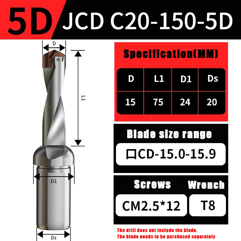 3015-Crown drill bit arbor blade U drill violent drill small diameter shovel drill CNC high speed extended internal cooling deep hole drill