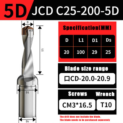 3015-Crown drill bit arbor blade U drill violent drill small diameter shovel drill CNC high speed extended internal cooling deep hole drill