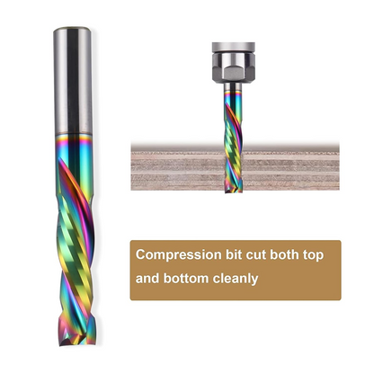 Woodwork Milling Cutter ,DLC Coating ,UP & Down Cut 2 Flutes Spiral Carbide Milling Tool CNC Router Compression Wood End Mill Cutter Bits