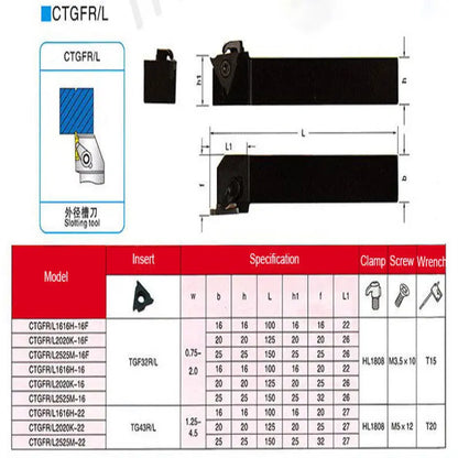 CNC grooving tool holder external shallow grooving tool CTGFR KTGFR1616h16 2020k16 Shandong Denso Pricision Tools Co.,Ltd.