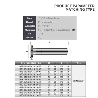 T-slot milling rod CNC slotted HTS  MTS three edge machining center CNC T-milling rod Shandong Denso Pricision Tools Co.,Ltd.