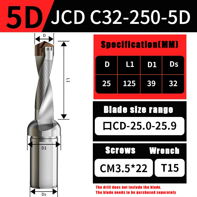 3015-Crown drill bit arbor blade U drill violent drill small diameter shovel drill CNC high speed extended internal cooling deep hole drill