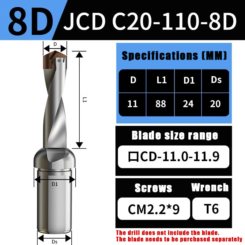 3015-Crown drill bit arbor blade U drill violent drill small diameter shovel drill CNC high speed extended internal cooling deep hole drill