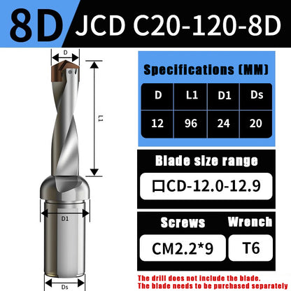 3015-Crown drill bit arbor blade U drill violent drill small diameter shovel drill CNC high speed extended internal cooling deep hole drill