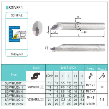 Small diameter inner hole end face grooving tool holder SGIVFR16Q16 Stainless steel shallow groove blade VC1604R Shandong Denso Pricision Tools Co.,Ltd.