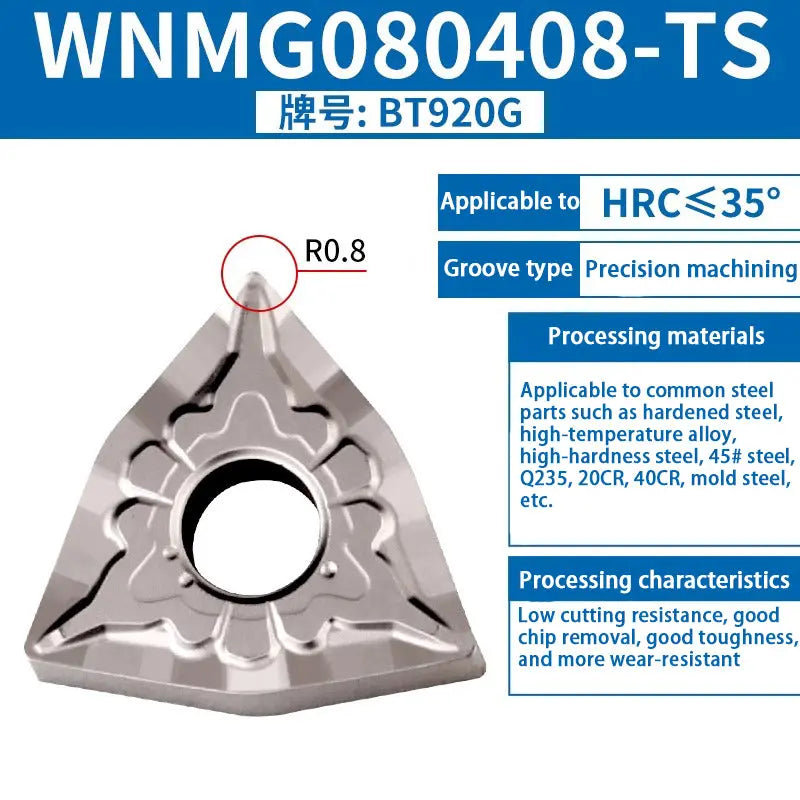 73-WNMG08040408 lathe ceramic high hard steel peach-shaped external cylindrical cutter head Shandong Denso Pricision Tools Co.,Ltd.