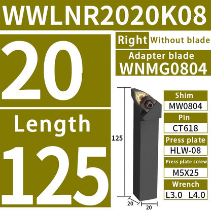 3020-External turning tool WWLNR2020K08/2525M08 lathe tool/peach-shaped turning tool bar rough turning