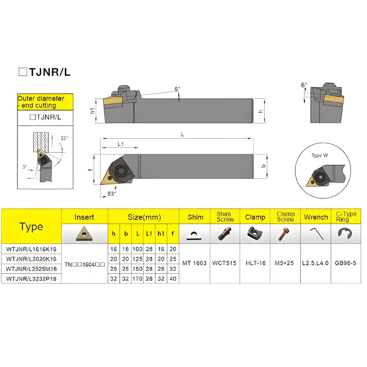 WTJNR/L external turning tool (suitable for TNMG carbide inserts) Shandong Denso Pricision Tools Co.,Ltd.