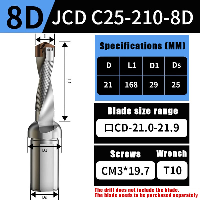 3015-Crown drill bit arbor blade U drill violent drill small diameter shovel drill CNC high speed extended internal cooling deep hole drill