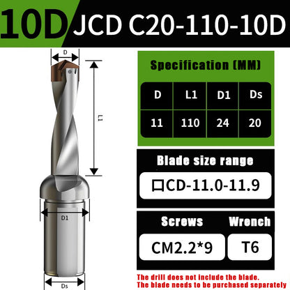 3015-Crown drill bit arbor blade U drill violent drill small diameter shovel drill CNC high speed extended internal cooling deep hole drill