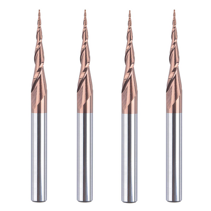Tapered Ball Nose End Mill 1/4" X 3" with 0.5mm Tip Diameter(0.25mm Radius) Ball Nose 5.26Deg for CNC Machine Engraving Carving Bits
