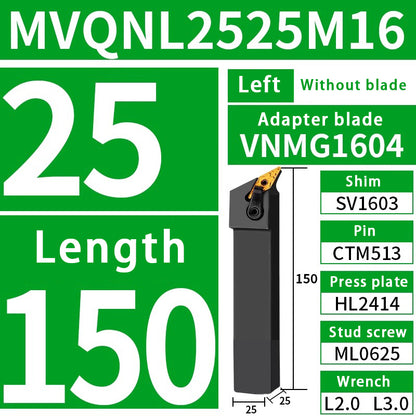 3019-Compound external turning tool bar 117.5 degree MVQNR sharp blade machine clamp tool