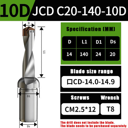 3015-Crown drill bit arbor blade U drill violent drill small diameter shovel drill CNC high speed extended internal cooling deep hole drill