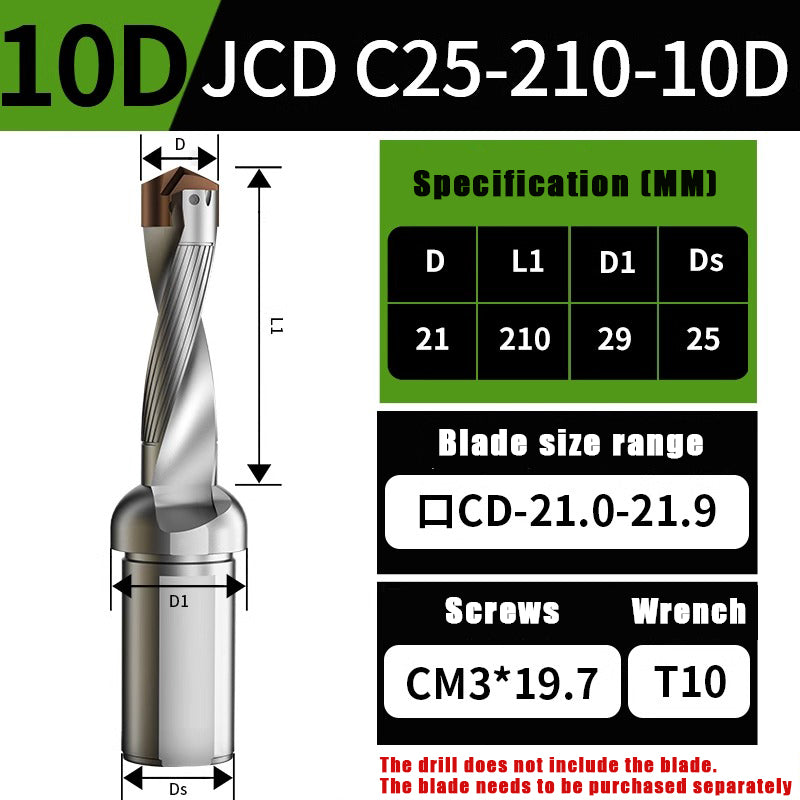 3015-Crown drill bit arbor blade U drill violent drill small diameter shovel drill CNC high speed extended internal cooling deep hole drill