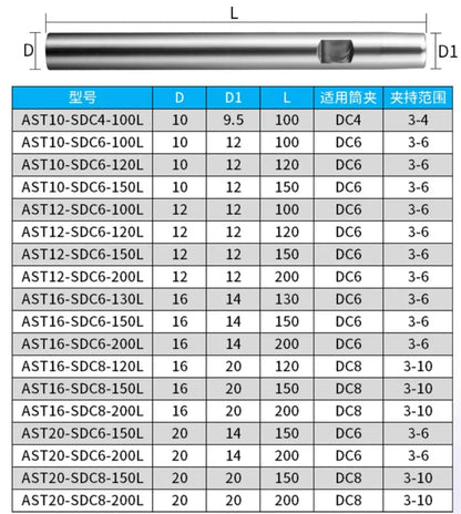 Precision pull-back DC04/06/08 small diameter extension rod CNC straight handle lengthened earthquake resistant Shandong Denso Pricision Tools Co.,Ltd.