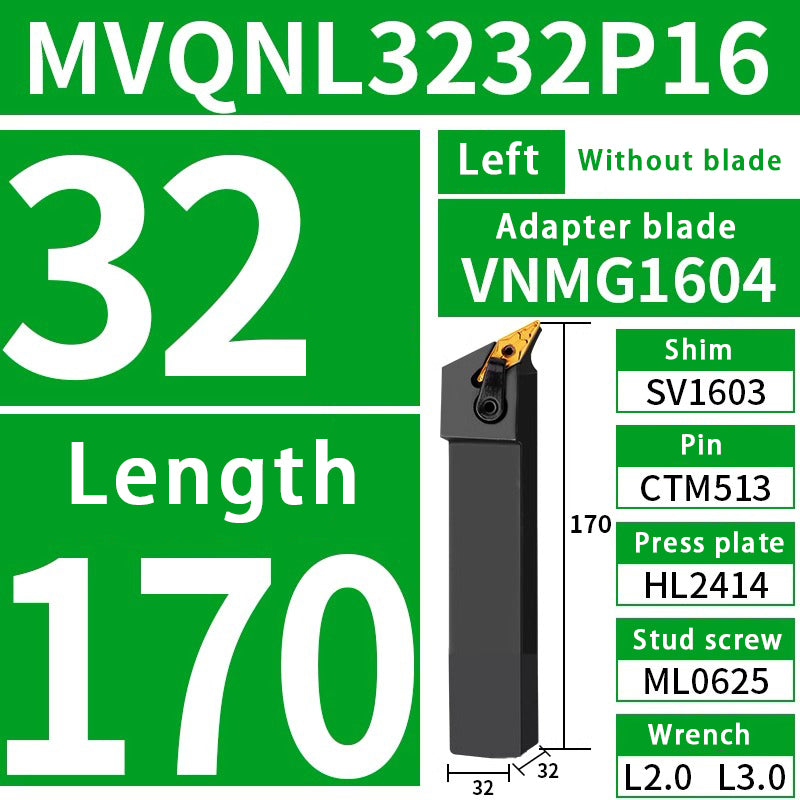 3019-Compound external turning tool bar 117.5 degree MVQNR sharp blade machine clamp tool