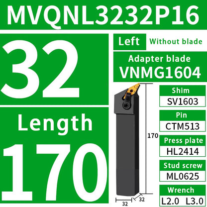 3019-Compound external turning tool bar 117.5 degree MVQNR sharp blade machine clamp tool