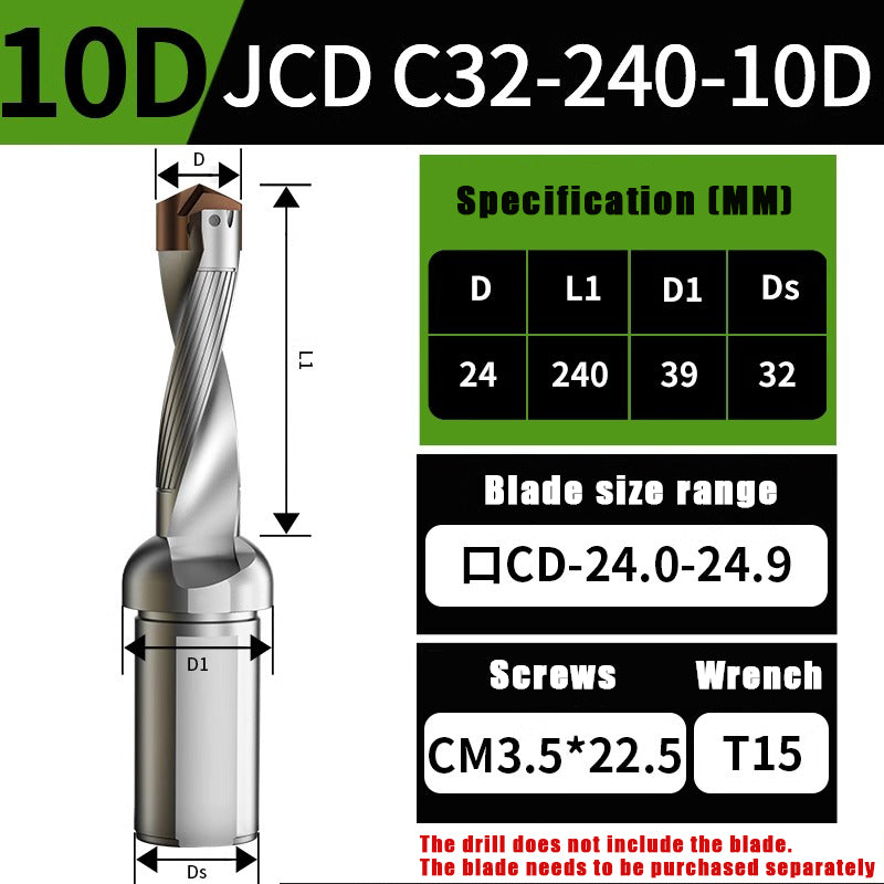 3015-Crown drill bit arbor blade U drill violent drill small diameter shovel drill CNC high speed extended internal cooling deep hole drill