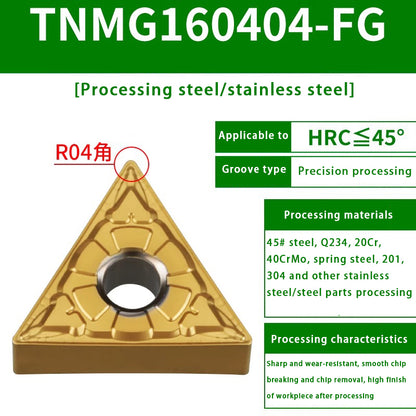 120-TNMG160404R/L-VF/S Steel Parts Fine Turning Triangular Grooving Knife Shandong Denso Pricision Tools Co.,Ltd.